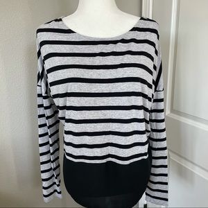 Simply Styled long sleeve striped top sheer bottom size L